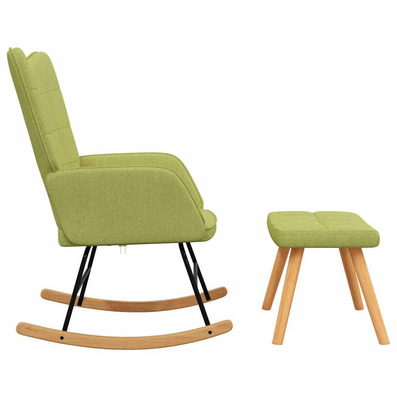 Scaun balansoar cu taburet, verde, textil