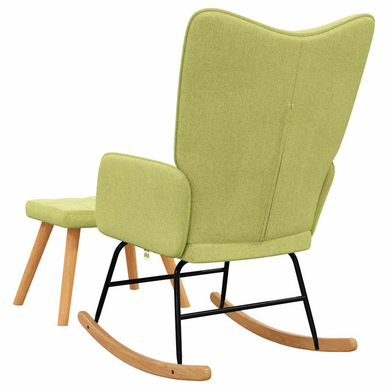 Scaun balansoar cu taburet, verde, textil