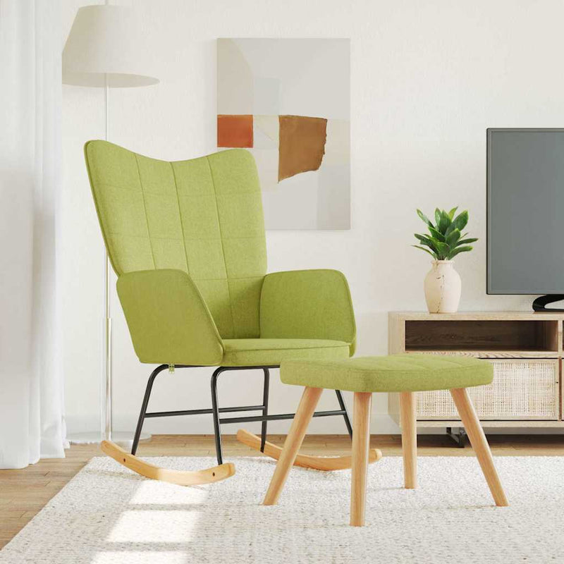 Scaun balansoar cu taburet, verde, textil