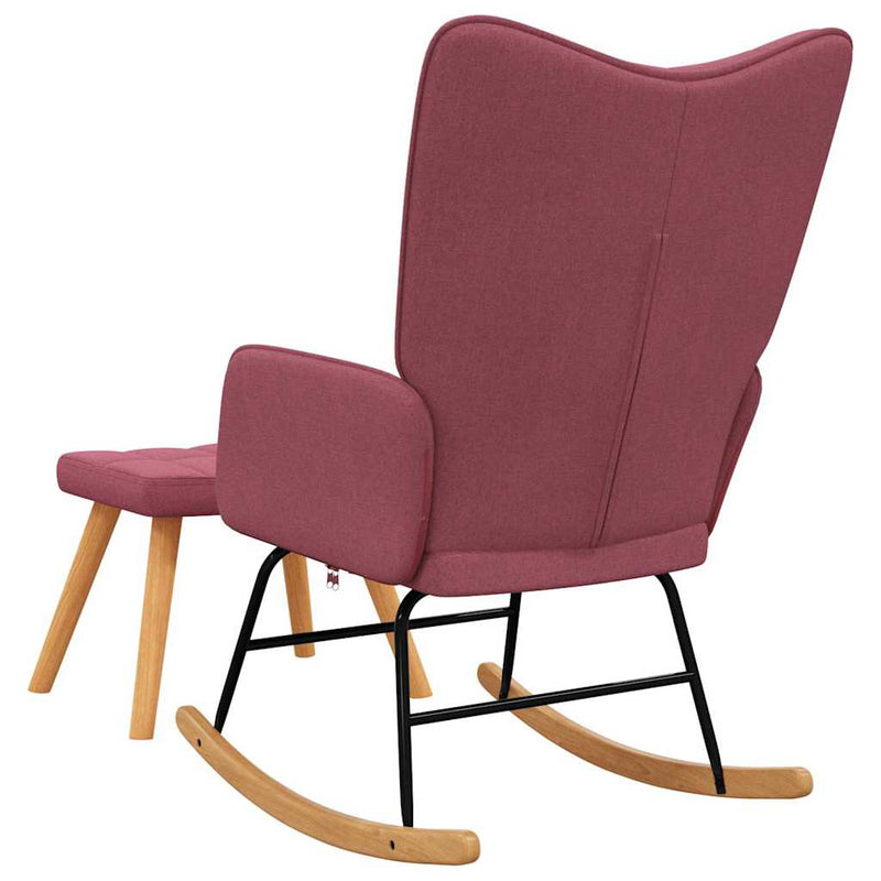 Scaun balansoar cu taburet, roșu vin, textil