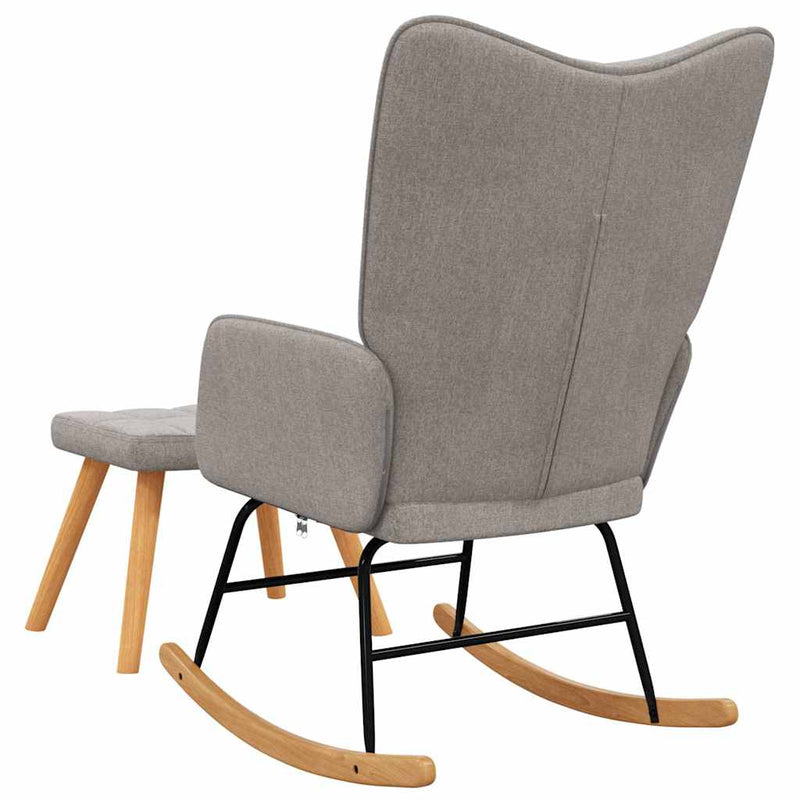 Scaun balansoar cu taburet, gri taupe, textil