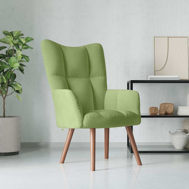 Scaun de relaxare, verde deschis, catifea