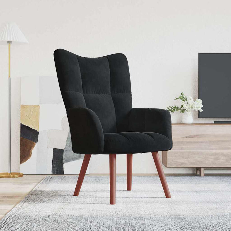 Scaun de relaxare, negru, catifea