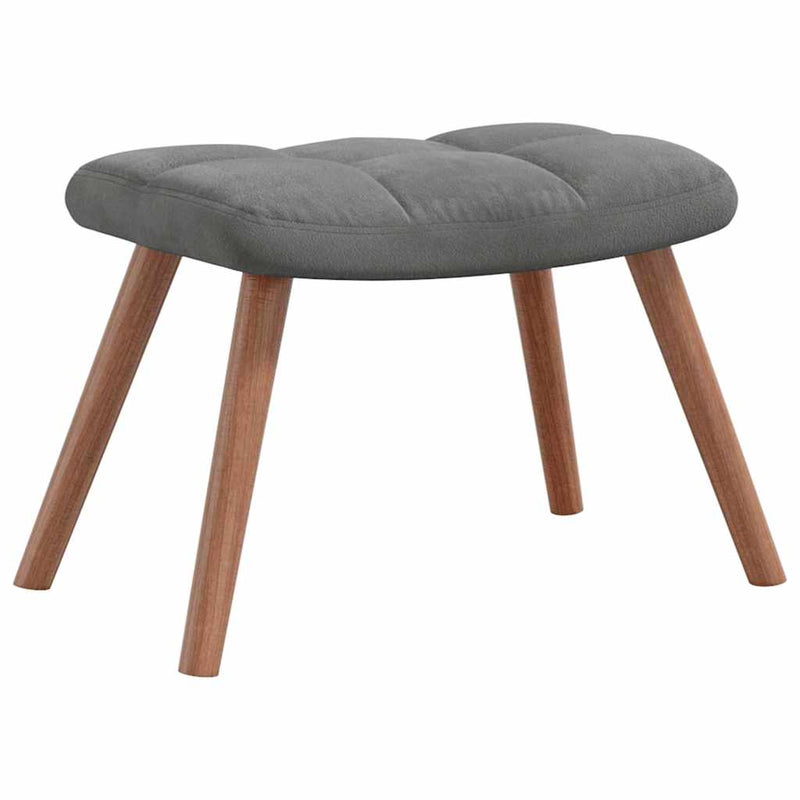 Scaun de relaxare cu taburet, gri închis, catifea