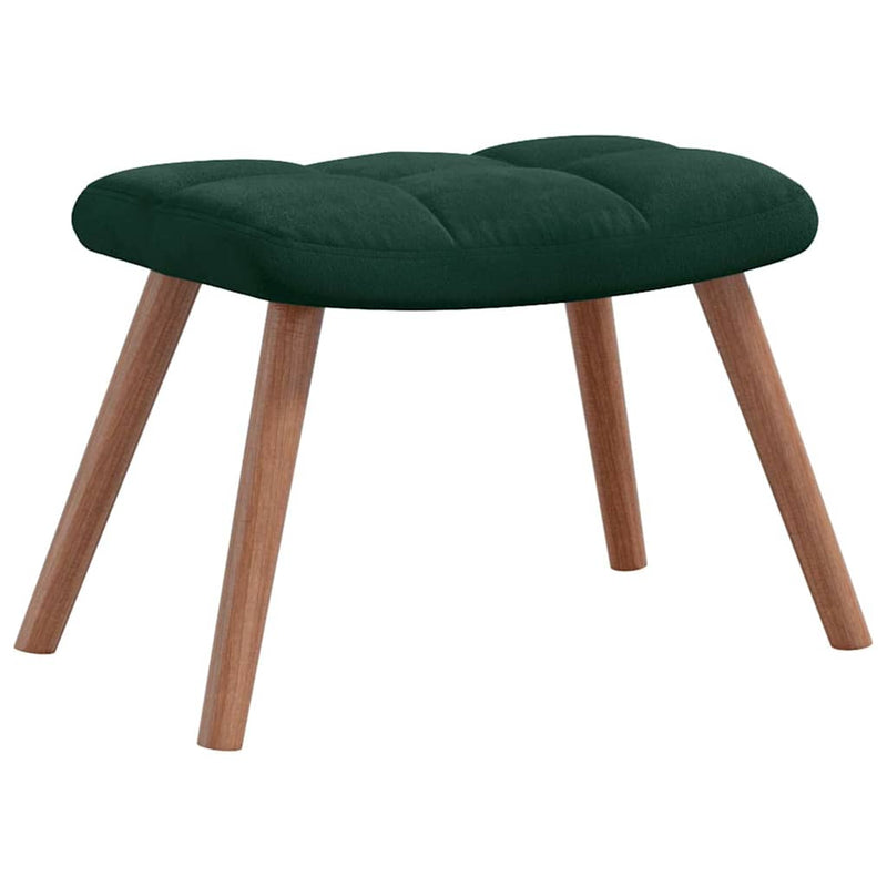 Scaun de relaxare cu taburet, verde închis, catifea