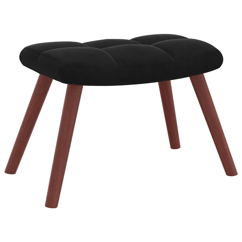 Scaun de relaxare cu taburet, negru, catifea