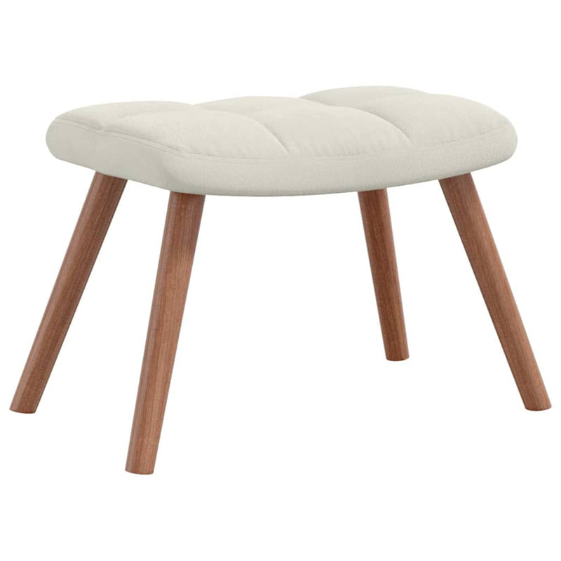 Scaun de relaxare cu taburet, alb crem, catifea
