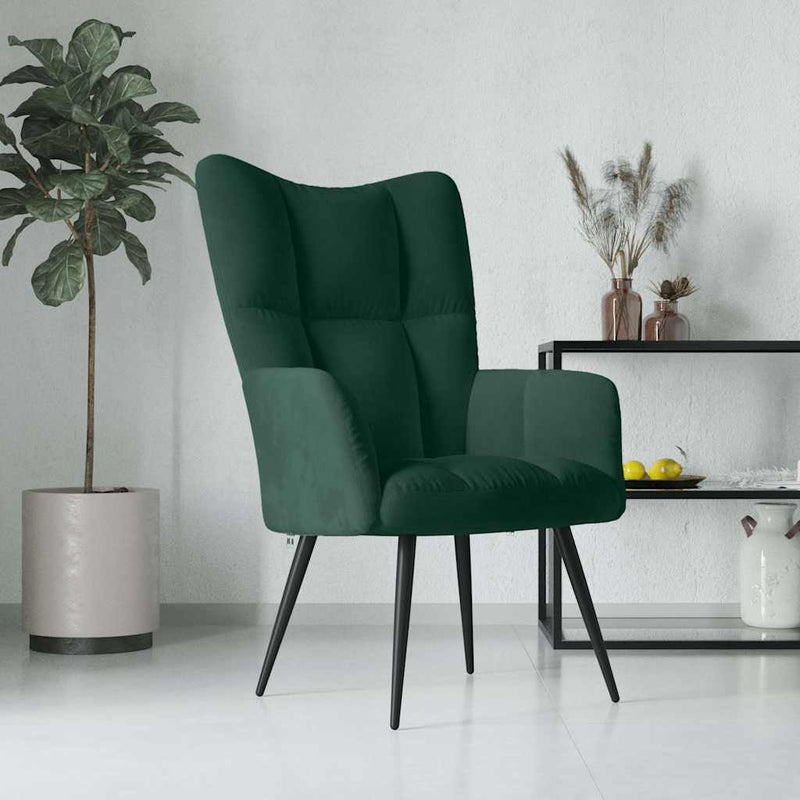 Scaun de relaxare, verde închis, catifea