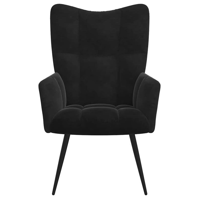 Scaun de relaxare, negru, catifea
