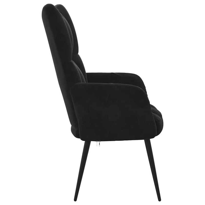 Scaun de relaxare, negru, catifea