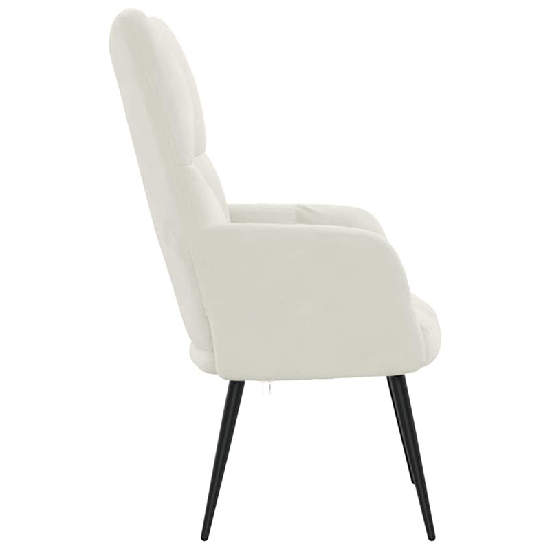 Scaun de relaxare, alb crem, catifea