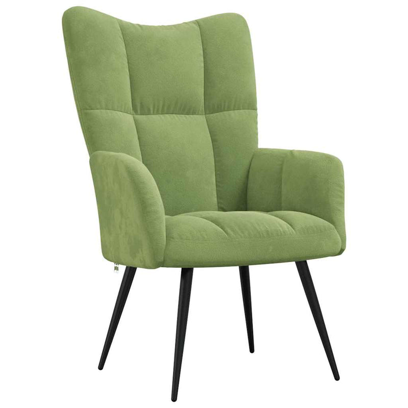 Scaun de relaxare cu taburet, verde deschis, catifea