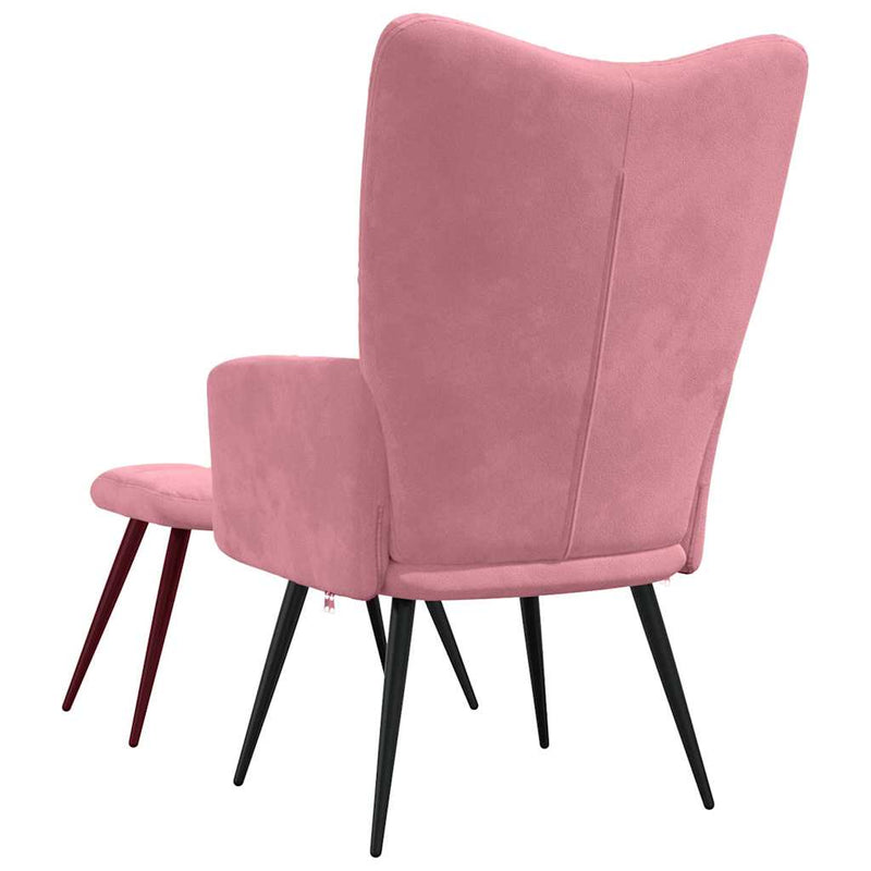Scaun de relaxare cu taburet, roz, catifea