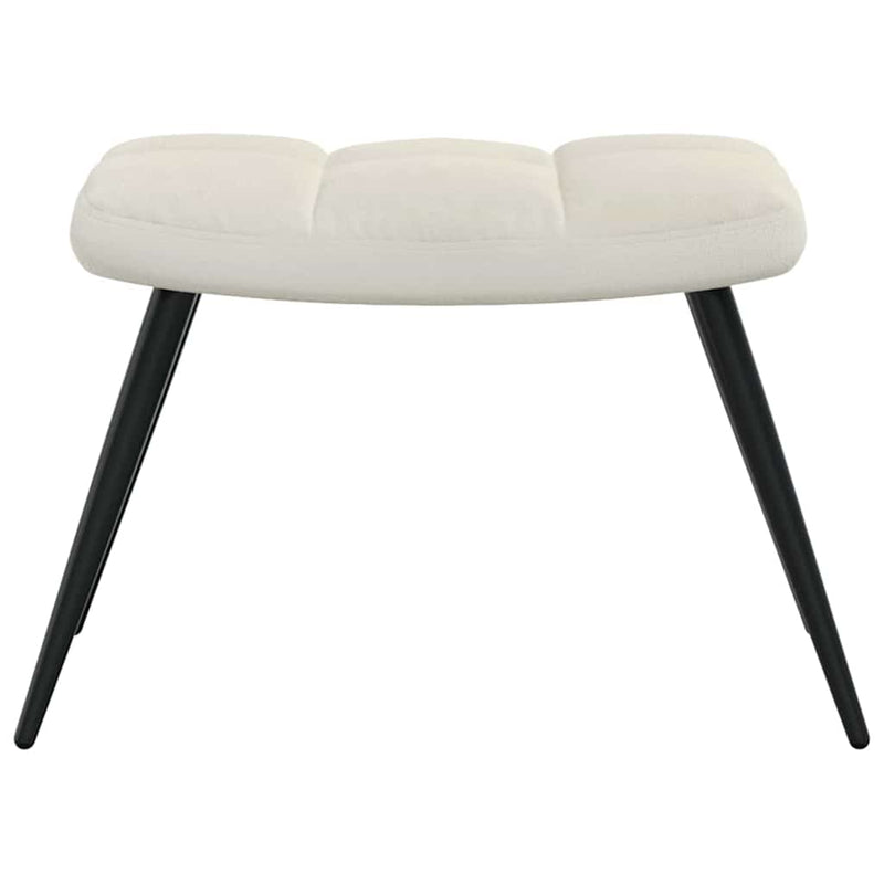 Scaun de relaxare cu taburet, alb crem, catifea