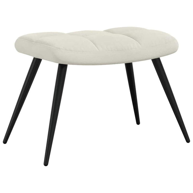 Scaun de relaxare cu taburet, alb crem, catifea