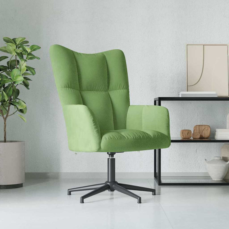 Scaun de relaxare, verde deschis, catifea
