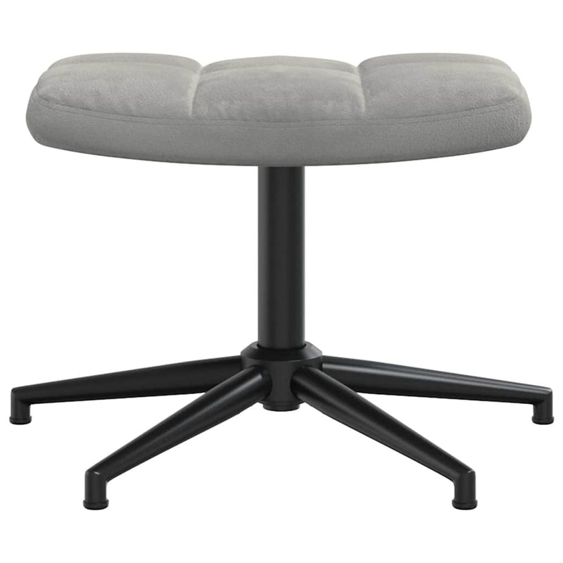 Scaun de relaxare cu taburet, gri deschis, catifea