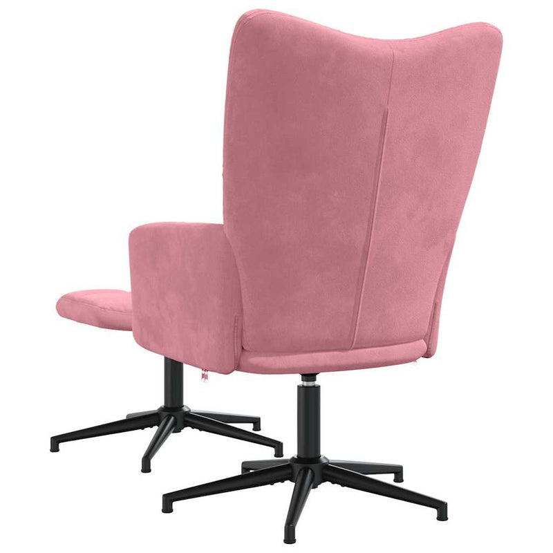 Scaun de relaxare cu taburet, roz, catifea