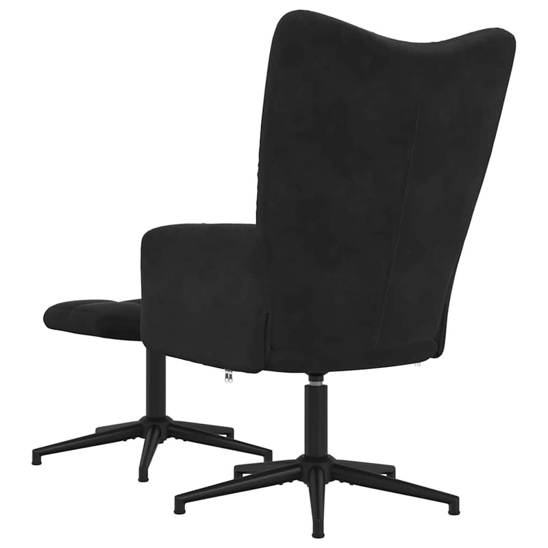 Scaun de relaxare cu taburet, negru, catifea