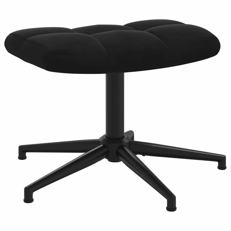 Scaun de relaxare cu taburet, negru, catifea