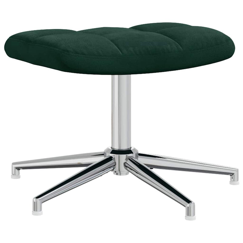 Scaun de relaxare cu taburet, verde închis, catifea