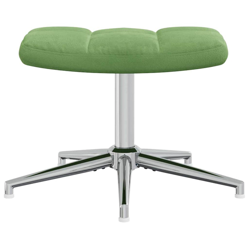 Scaun de relaxare cu taburet, verde deschis, catifea
