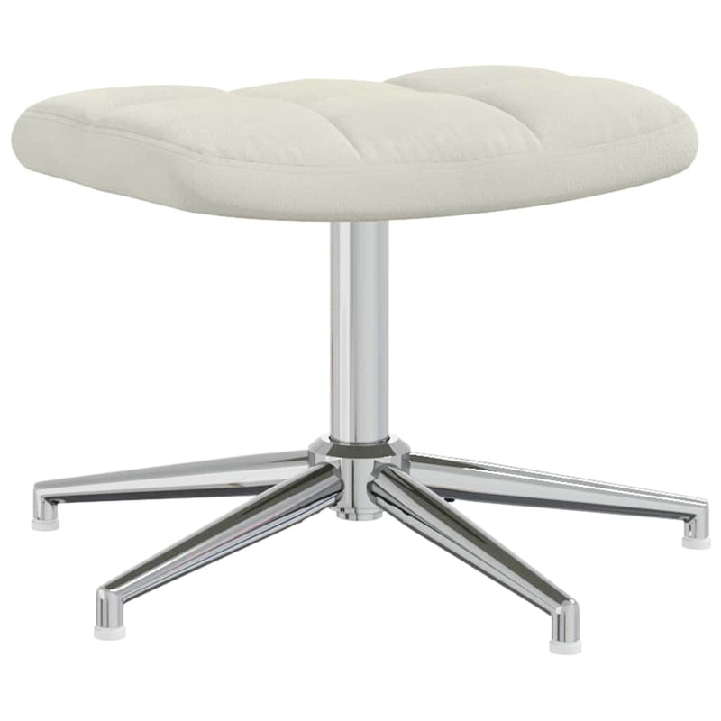 Scaun de relaxare cu taburet, alb crem, catifea