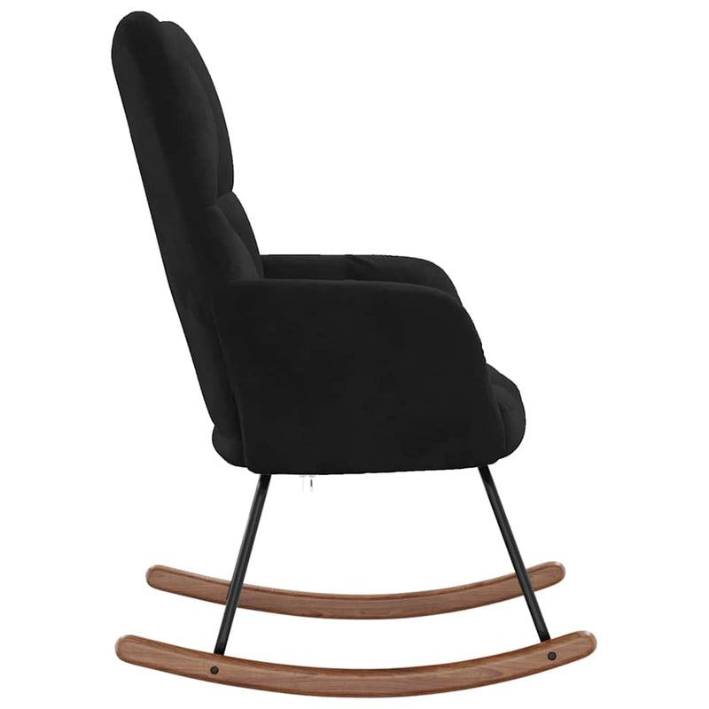 Scaun balansoar, negru, catifea