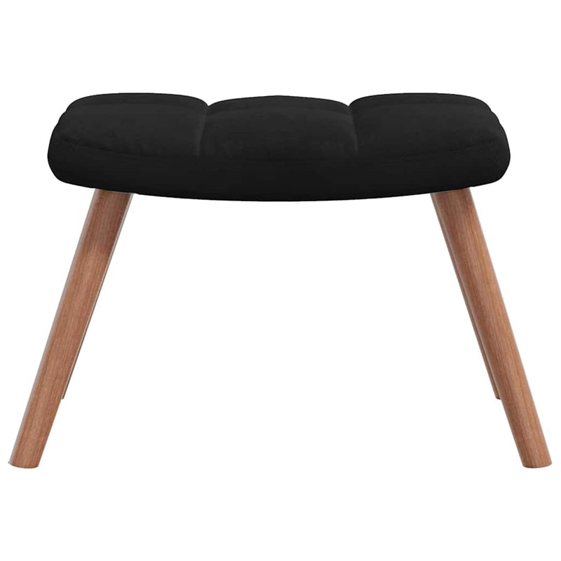 Scaun balansoar cu taburet, negru, catifea
