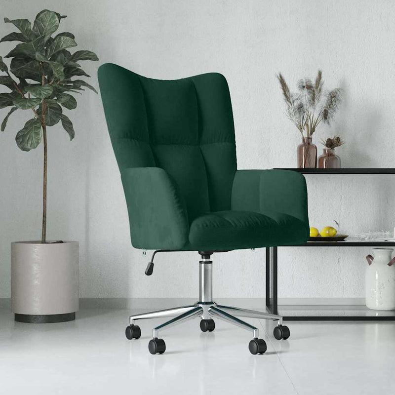 Scaun de relaxare, verde închis, catifea