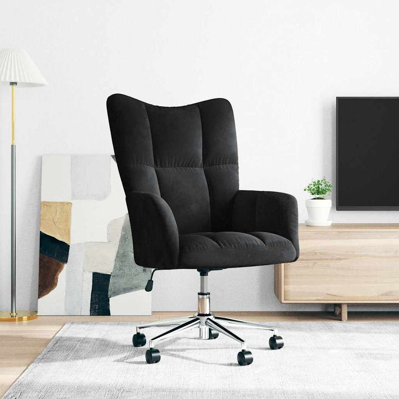 Scaun de relaxare, negru, catifea