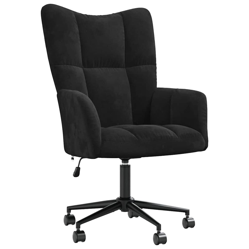 Scaun de relaxare, negru, catifea