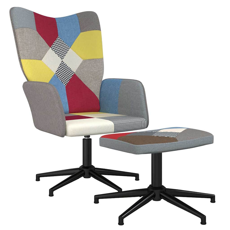 Scaun de relaxare cu taburet, textil, petice