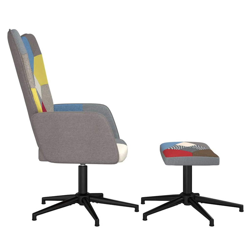 Scaun de relaxare cu taburet, textil, petice