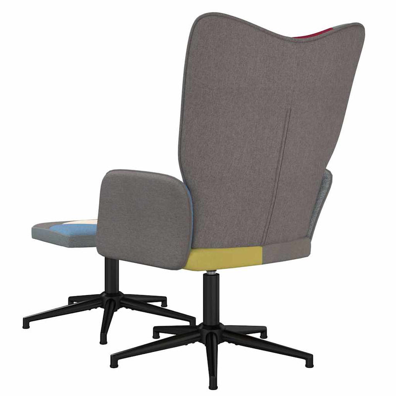 Scaun de relaxare cu taburet, textil, petice