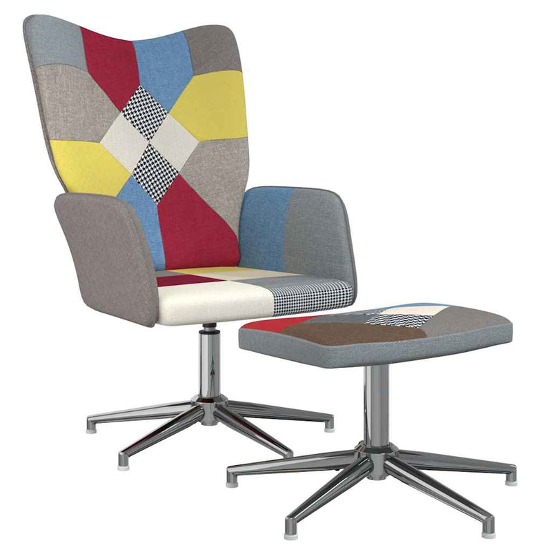 Scaun de relaxare cu taburet, textil, petice