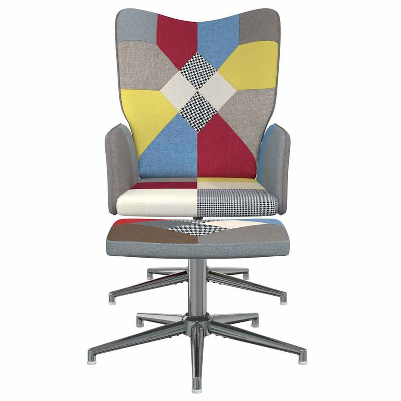 Scaun de relaxare cu taburet, textil, petice