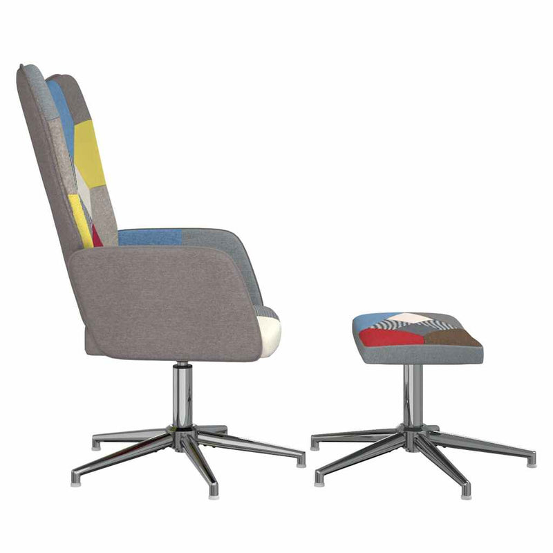 Scaun de relaxare cu taburet, textil, petice