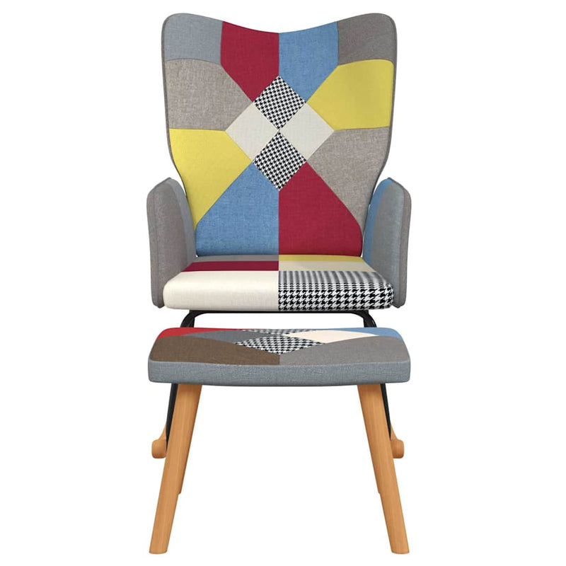 Scaun balansoar cu taburet, mozaic, material textil