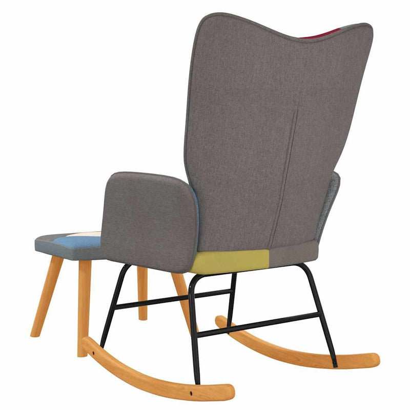 Scaun balansoar cu taburet, mozaic, material textil