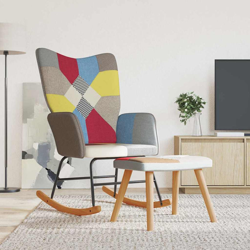 Scaun balansoar cu taburet, mozaic, material textil