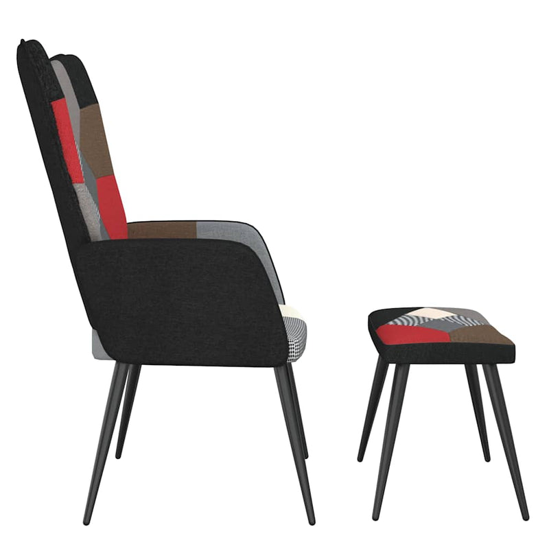 Scaun de relaxare cu taburet, textil, petice