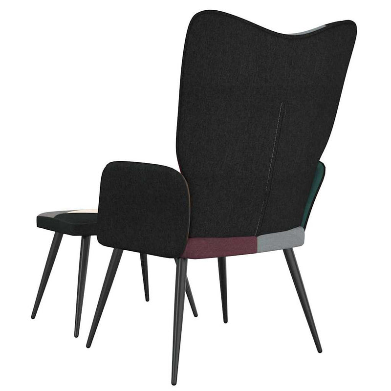 Scaun de relaxare cu taburet, textil, petice