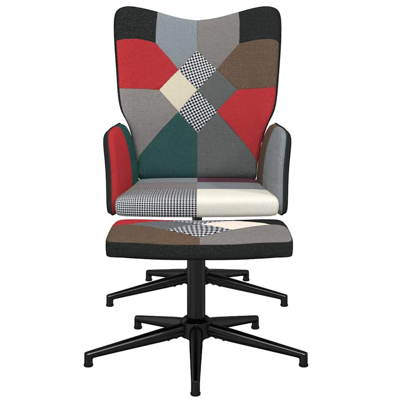 Scaun de relaxare cu taburet, textil, petice