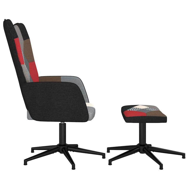 Scaun de relaxare cu taburet, textil, petice