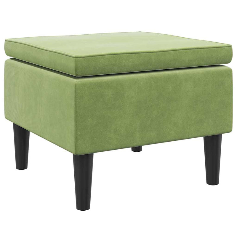 Scaun cu picioare din lemn, verde deschis, catifea