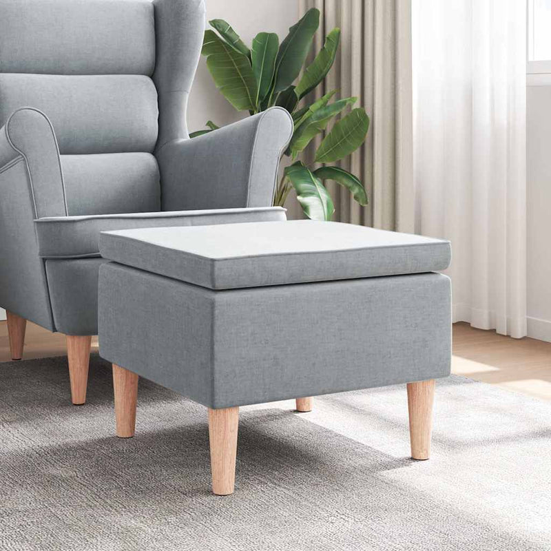 Scaun cu picioare din lemn, gri deschis, material textil