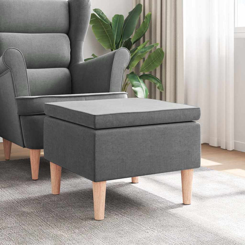 Scaun cu picioare din lemn, gri închis, material textil