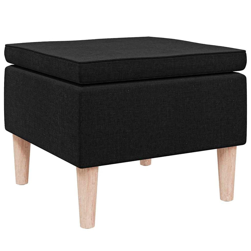 Scaun cu picioare din lemn, negru, material textil