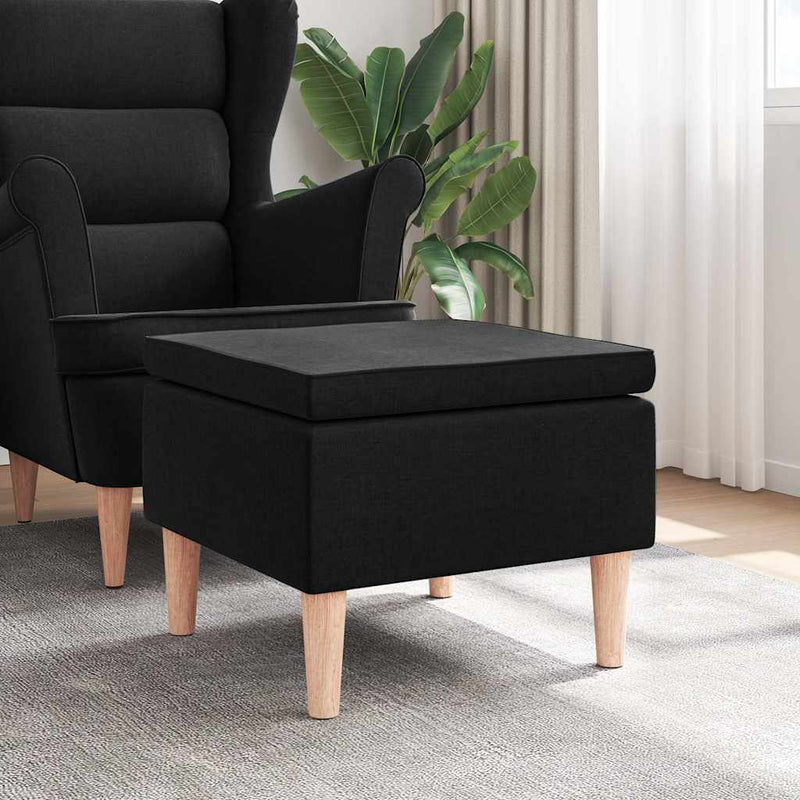 Scaun cu picioare din lemn, negru, material textil